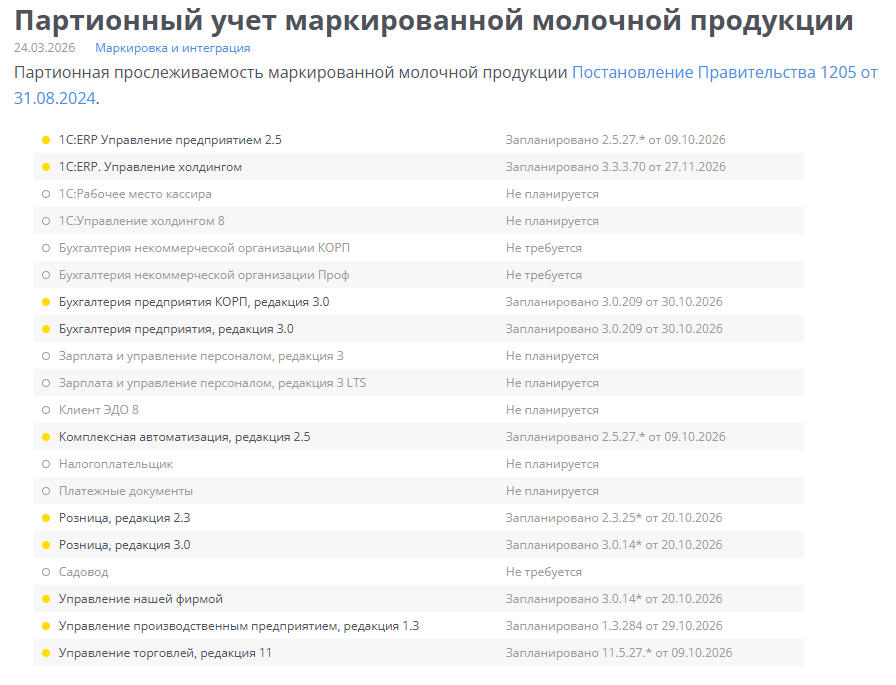 Партионный учет маркированной молочной продукции